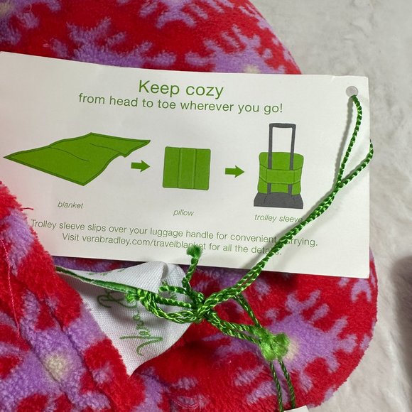 NWT Vera Bradley Petite Paradise Red Fleece Travel Blanket 60" X 45" Carry-On - Picture 2 of 9